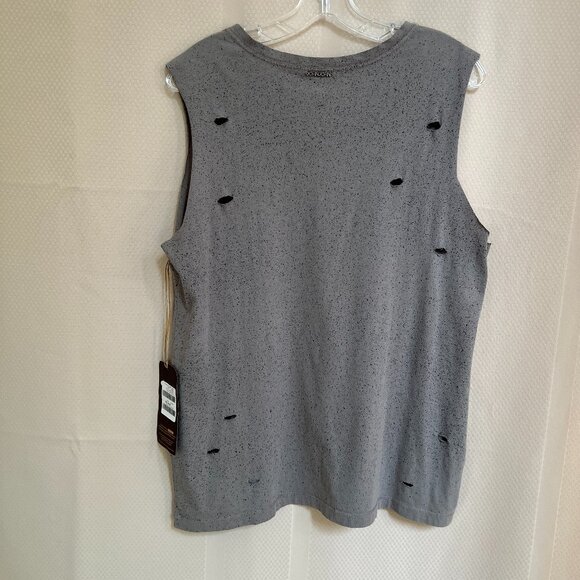 JOHN JOHN Unisex Sleeveless Distressed Jeweled T Shirt Top Gray Sz M NWT - Picture 4 of 16